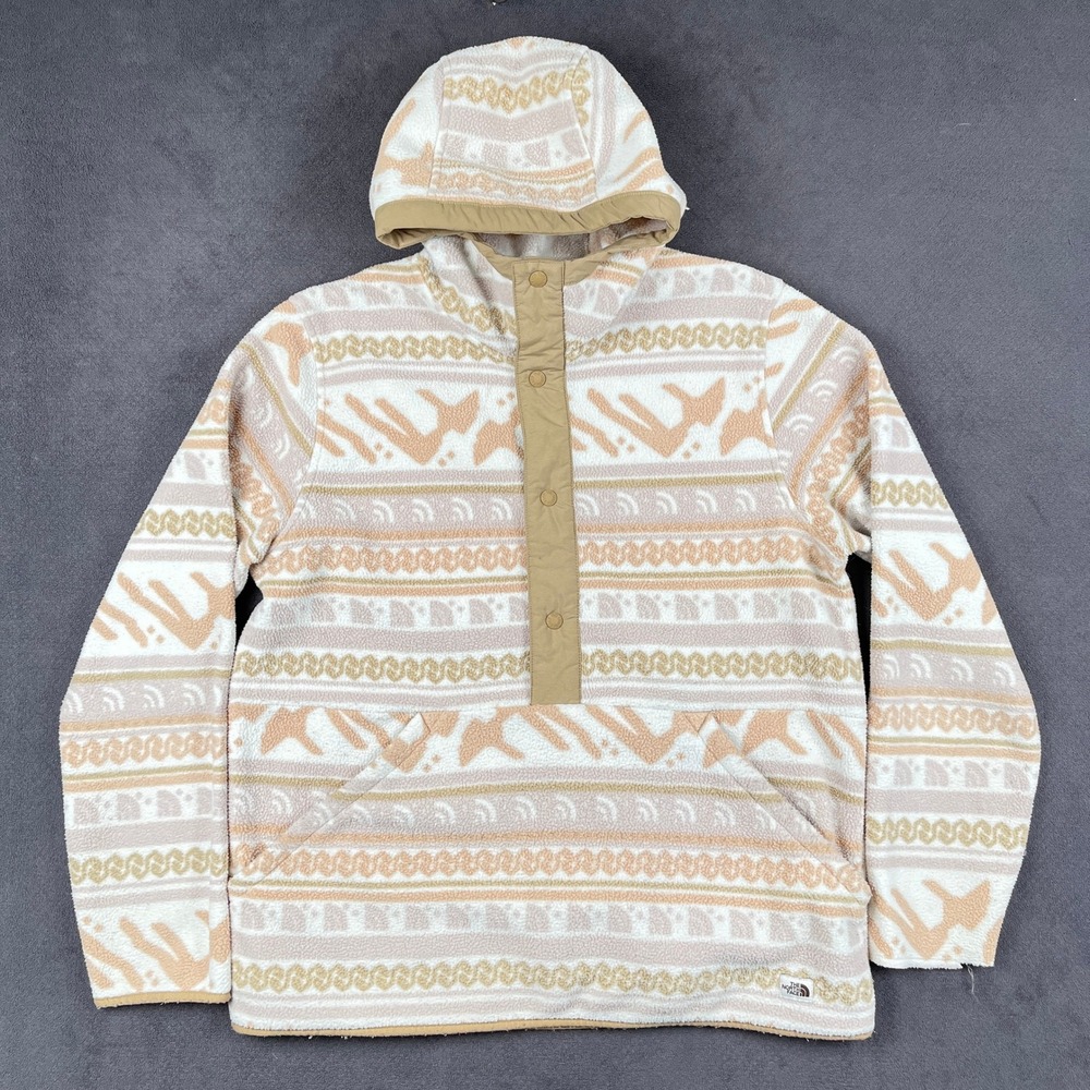 The North Face Campshire Pullover Hoodie Mens Large Tan Aztec Printed Fleece
